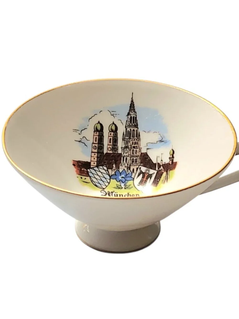 Vintage Munchen Munich Germany Bavaria Small Espresso Tea Cup White Lusterware